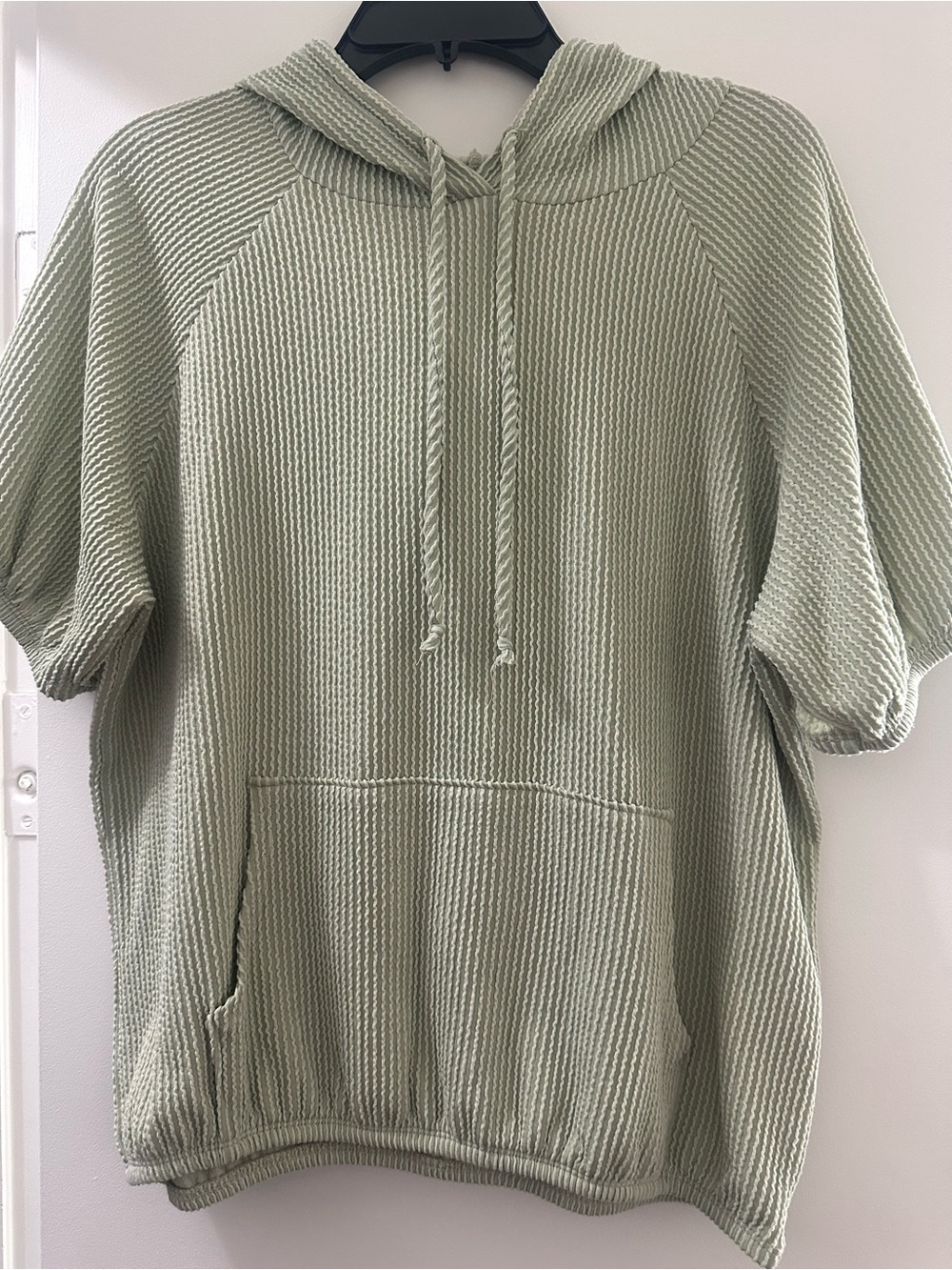 Sage Knit Short-Sleeve Hoodie